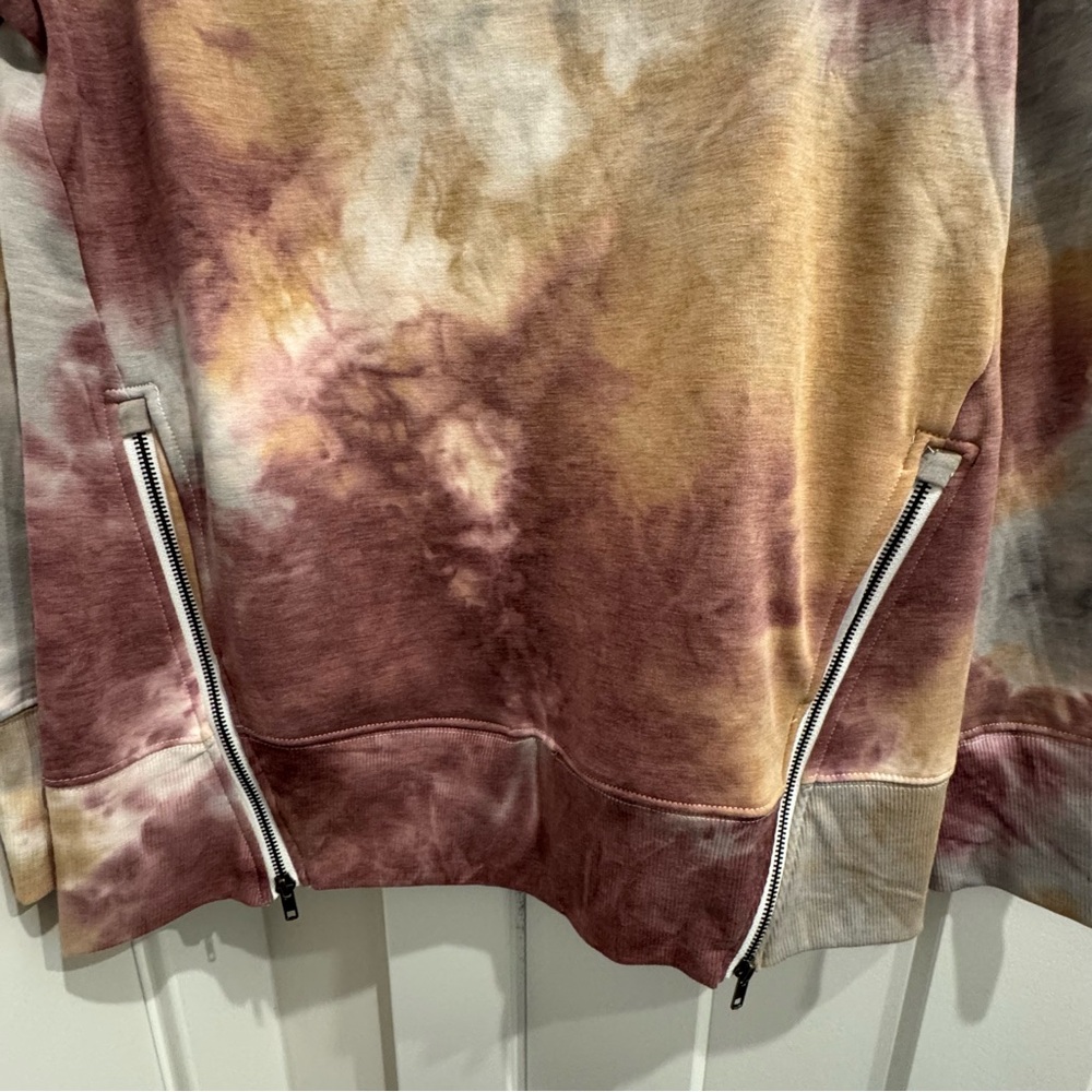 Sweatshirt Project NWT Size M Tie-Dye Zipper Detail Turtleneck Sweatshirt Top - Picture 4 of 8